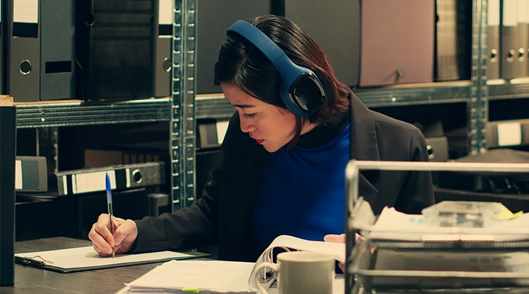 Woman taking notes