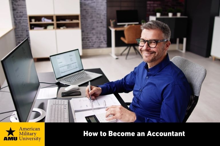how-to-become-an-accountant accountant sitting at desk