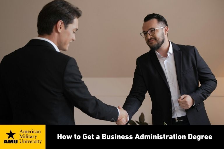 business administration professionals shaking hands