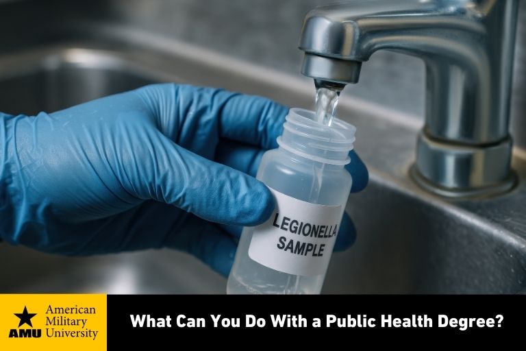 what-can-you-do-with-a-public-health-degree public health employee filling sample bottle with water